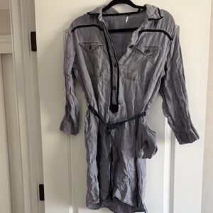 Free People Blue Button-Up Dress